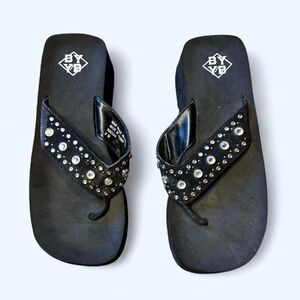 Y2K Black Platform Rhinestones Sandals by Yellow Box!